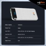 CALLMATE Chargemaster 100 Fast Charing 10000mAh Power Bank, 23W (2X QC3.0 USB Output & Type C PD), Power Delivery, Quick Charge for iPhone, Android & Other Devices (Lithium Polymer) (White) - Image 4