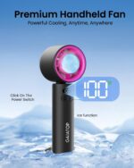 Gaiatop Powerful Portable Handheld Fan, 5 Speed Strong Wind Personal Small Desk Fan Rechargeable with Lce Compress for Quick Cooling for Travel Indoor Outdoor Use (Black) - Image 3