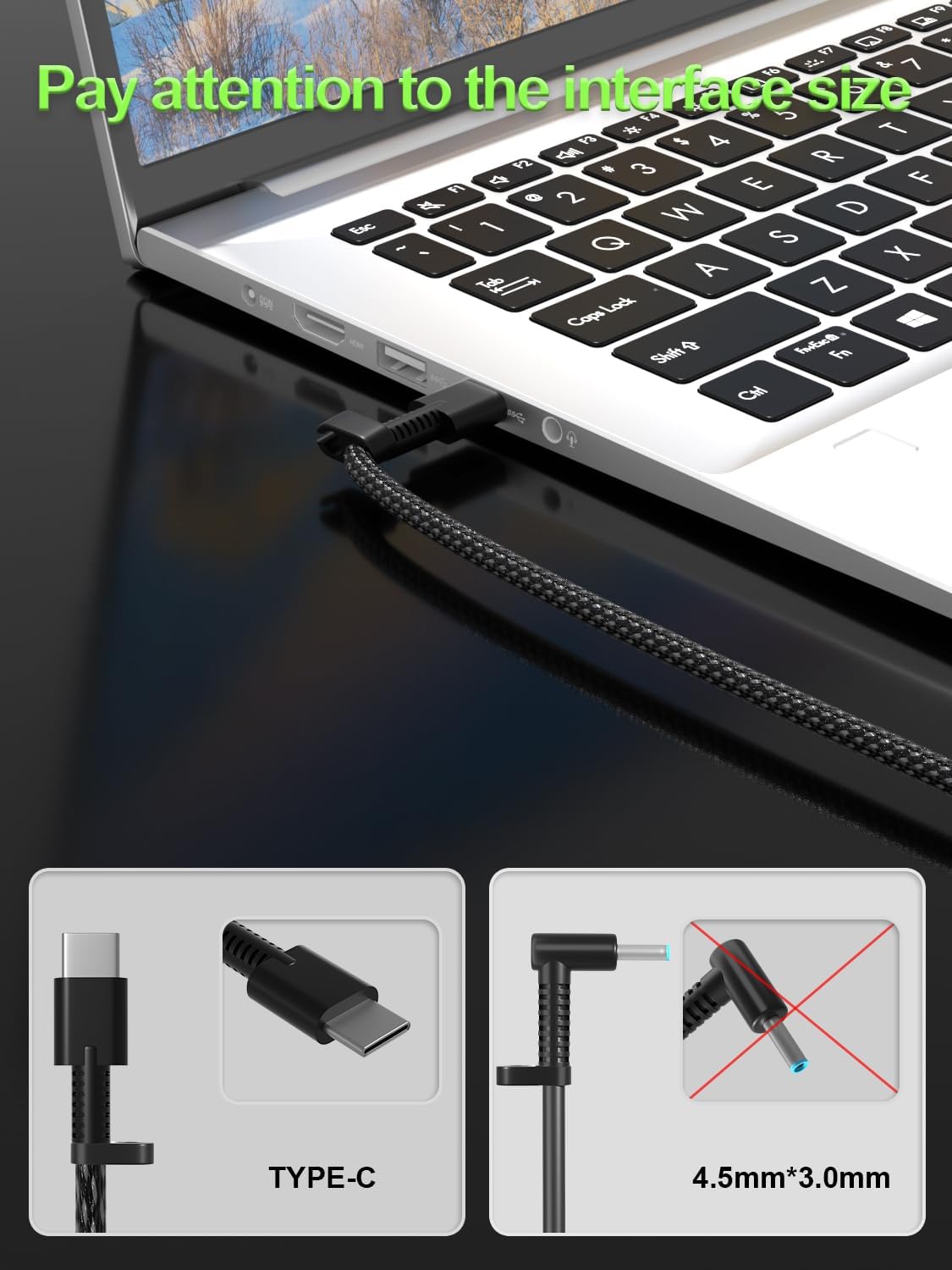 Replacement HP 65W USB C Laptop Charger for HP Spectre x360, Envy, Chromebook, Elitebook x360, Pavilion, Elite x2 Travel Type C Power Cord Ac Adapter - Image 3