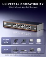 FEDUS NextSwitch-16000UG 18 Port PoE Switch, 16 PoE Ports (10/100Mbps) + 2 Gigabit Uplink +1 SFP Gigabit Port, 240W Power Budget, IEEE 802.3af/at, 250m Extend Mode, VLAN, 6KV Surge, Unmanaged CCTV NVR - Image 5