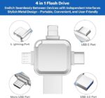Samurai Pendrive 4 in 1 Flash Drive with Light-ning, Micro USB, USB A, Type-C Interface Mini Hangable PenDrive for iOS & Android Compatible with Phone, Pad, Android, PC (64, GB) - Image 3