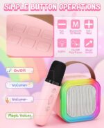 Rechargeable Wireless Mini Bluetooth Karaoke Speaker with Microphone & LED Lights | Portable Singing Machine for Kids Boys & Girls | Music Toy Birthday Gift for Children & Adults - Image 6