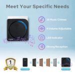 UN1QUE Wireless Door Bell for Home, Self-Powered Battery Free Cordless Calling Bell-1000ft Range with 38 Chimes,LED Light,4 Levels Volume (UB500) (Black) - Image 4