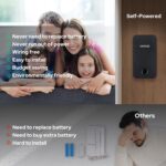 UN1QUE Wireless Door Bell for Home, Self-Powered Battery Free Cordless Calling Bell-1000ft Range with 38 Chimes,LED Light,4 Levels Volume (UB500) (Black) - Image 5