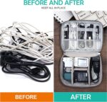 Waterproof Travel Gadget Bag with Foam Padding - Cable Organisers, Accessories Organizer, Gadget Organizer for Electronics, Cables, Chargers, Hard Disk, Power Bank- Grey by Wishkey - Image 3