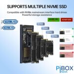 PiBOX India NVME M2 Enclosure Fan, SSD Enclosure - USB 3.2 10Gbps, Tool-Free M.2 NVMe Case, PCI-E NVMe Reader, USB-C, Supports M & B&M Keys, 2230/2242 - Image 4