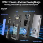 PiBOX India NVME M2 Enclosure Fan, SSD Enclosure - USB 3.2 10Gbps, Tool-Free M.2 NVMe Case, PCI-E NVMe Reader, USB-C, Supports M & B&M Keys, 2230/2242 - Image 5
