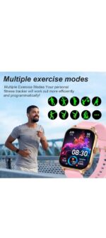 RLST Smart Watch with Heart Rate Monitor, Pink Silicone Band, Multiple Exercise Modes, Fitness Tracker, Rose Gold Case - Image 3