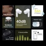 Redmi Buds 5C Bluetooth TWS in Ear Earbuds, Up to 40Db Hybrid Noise Cancellation, Quad Mic, Custom Eq, 10Mins Charge for 2Hours Life, Up to 36Hrs Playback, Gaming TWS| Acoustic Black - Image 3