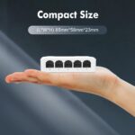 COOLCOLD PoE Switch 5 Port, 1 in 4 Out Extender, Repeater Support IEEE802.3af/at/bt Powered 90W, 100Mbps Ethernet Powered Passthrough Switch, Extend 250m(328ft), Wall and Din-Rail Mount (White) - Image 6