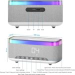 Bluetooth Speaker Alarm Clock with 15W Wireless Charging, RGB Night Light, White Noise Sound Machine, FM Radio, 10W Speaker, Bedside Smart Clock - Image 3
