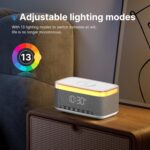 Bluetooth Speaker Alarm Clock with 15W Wireless Charging, RGB Night Light, White Noise Sound Machine, FM Radio, 10W Speaker, Bedside Smart Clock - Image 7