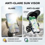 ANARADHAR Phone Holder for Bike & Motorcycle with Sun Visor Cap | Anti-Glare Mobile Mount with Mini Cap | Waterproof 360° Adjustable Handlebar Cell Phone Clamp for Scooter & Motorbike (Black) - Image 4