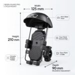 ANARADHAR Phone Holder for Bike & Motorcycle with Sun Visor Cap | Anti-Glare Mobile Mount with Mini Cap | Waterproof 360° Adjustable Handlebar Cell Phone Clamp for Scooter & Motorbike (Black) - Image 6