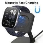 ZORBES® Compatible with with Amazfit Active 2/Bip 6, USB Charging Dock Smart Watch Desk Magnetic Charger Dock with Self-Adhesive Backing, 3.3ft Long Cable - Image 3