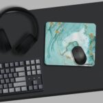 Printed Mousepad for Laptop, PC & Office Desk | Anti-Slip Rubber Base | Stylish & Designer Mouse Pad for Gaming, Students, Work from Home Use (9 X 7 inch) -Mint Green Gold Marble - Image 3