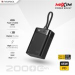 Neopack Maxim Power Bank 20000 mAH | 45W Fast Charging | Dual Output & Input Portable Charger Compatible with MacBooks, Tablets, iPhones, Android Devices and More (Black) - Image 3