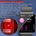 CALMORA Smart Watch with Blood Glucose Monitor, Heart Rate, SpO2 and ECG Tracking, 1.3-Inch Touch Display, Black Silicone Band, Waterproof Fitness Tracker - Image 4