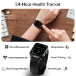YoYoFit Smart Watch for Men Women, GPS Built-in, Bluetooth Calling, Heart Rate & Sleep Health Monitor, Stress Manage, IP68 Waterproof, 100+ Sports Mode, Smartwatch for Android & iPhone, Black - Image 5