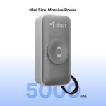 alain Pocket Charge Pro 5000mAh Mini Power Bank | 22.5W Type-C & Lightning Fast Charging Output | 2.5W Wireless Charging | LED Indicators, Multi-Layer Protections, Android & iPhone Support (Grey) - Image 3