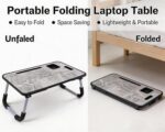 Smart Latest Multipurpose Foldable Laptop Table with Cup Holder, Study Table, Bed Table, Foldable and Portable/Ergonomic & Rounded Edges/Lifetime Non-Slip Legs (Marble C-Biding) - Image 4