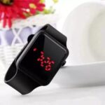 RPS FASHION WITH DEVICE OF R Silicone New Led Square Digital Watch For Boys & Girls,Dial-Red, Band-Black - Image 3