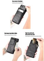 Phone Leather Bag Belt Pouch Waist Bag Large Capacity Zipper Wallet, Card Slots for vivo S17 / Y78 / S17e / X90s / Y36 5G / Y36 / V29 Lite / S17 Pro / Y35+ / Y35 Plus - Black - Image 3