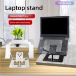BROLAVIYA 2 in 1 Adjustable Laptop Stand with Mobile Holder, Foldable Aluminum Riser with Heat-Vent, Compatible for MacBook, Mobile, HP, Dell, Lenovo & All Other Notebooks, Silver - Image 3