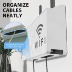 Self-Adhesive Wall Mounted Wireless WiFi Router Holder Shelf Storage Box, ABS Plastic Cable Storage Box, Hanging Power Decor Stripe Bracket Box for Home Room Power WiFi Router Box - Image 5