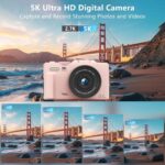 5K Digital Camera for Photography & Video – 75MP UHD Vlogging Camera with WiFi, Autofocus, 3" Flip Screen, 18X Zoom – Compact Travel Camera for YouTube with 64GB SD Card (Starter Kit, Pink) - Image 3