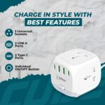 EMBOX Cube Extension Board with 5 Meter Cable | 20W Extension Board with USB Type C | 2500W Extension Cord with Universal Sockets Overload Protector and Safety Shutter - Image 3