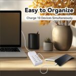 Charging Station with 6 USB-A & 4 USB-C Ports, 50W 10A USB Charging Block for Smart Phone, Tablet, Laptop, Multiple Devices - USB Power Strip with Auto-Detect Technology - Image 7