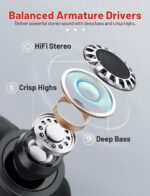 Neckband Bluetooth Headphones, 200H Long Playtime Wireless Stereo Neckband Earbuds with Microphone, Waterproof Around The Neck Headphones in Ear Headset for Sports/Workout/Office (Black) - Image 4