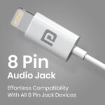 Portronics Conch Theta L 8 Pin Wired Earphone with in Line HD Mic, Powerful Audio, 14.2mm Driver, Unique Earbuds Design, TPE Anti Tangle Wire, in line Controls, Wide Compatibility(White) - Image 4