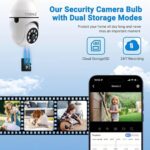 DDLC 4MP HD Smart Light Bulb Camera: E27 Socket Compatible, WiFi Connectivity, Pan 360° & Tilt 90°, Spotlight Function, Cloud/TF Storage & Mobile App Support (Light Bulb) - Image 5