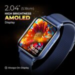PLAYFIT FLAUNT4, 2.04'' Super AMOLED Display, Magnetic Metal Loop Strap, Realtek Integrated Chipset, Crystal Clear Bluetooth Calling, Body-Temperature Sensor, Pro Health Suite (Black) - Image 3