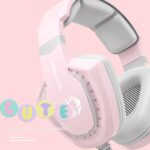 Pink Gaming Headset with Mic for PC Computer Mac Laptop, Over-Ear Wired Gaming Headphones with Microphone, Volume Control, Compatible with PS4 Xbox PS5 Controller Phone - Image 4