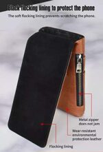 Multi Function Zipper Lock Leather Mobile Case with Card,Powerbank & Mony Slot for iPhone 15 Pro/iPhone 14 Pro/iPhone 13 Pro/iPhone 12 Pro (Brown) - Image 4