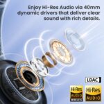 HAYLOU S35 Hybrid Active Noise Cancelling Headphones, Wireless Over-Ear Headphones Bluetooth 5.2, 40H ANC Playtime, Clear Call - Image 5