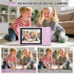 Digital Camera for Photography, 4K 72MP Vlogging Camera, Autofocus Point and Shoot Digital Camera for Teens Adult Beginner 16X Zoom, 32GB Card, 2 Batteries Pink - Image 3