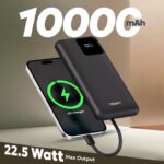 Tempt Newly Launched Joos QC PD 22.5W Power Bank | 10000mAH | 4 Output | Digital Display | 2 inbuilt Cable + 2 Ports | QC 4.0 PD 3.0 Fast Charge for Android and iPhone - Black - Image 3