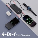 Tempt Newly Launched Joos QC PD 22.5W Power Bank | 10000mAH | 4 Output | Digital Display | 2 inbuilt Cable + 2 Ports | QC 4.0 PD 3.0 Fast Charge for Android and iPhone - Black - Image 4