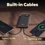 Tempt Newly Launched Joos QC PD 22.5W Power Bank | 10000mAH | 4 Output | Digital Display | 2 inbuilt Cable + 2 Ports | QC 4.0 PD 3.0 Fast Charge for Android and iPhone - Black - Image 5