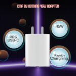 Charger Adapter Compatible with Nothing Phone 2a, Phone 2, Phone 1, Buds Ear Stick, Laptop, USB Type C Fast Power Rapidly Charging Support 45W Power Charger - Image 6