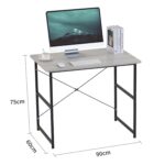 Study Table Computer Desk for Adults 【L90xW60cm】 Office Desk, pc Desktop Table with Smooth Edges and Round Corner (Natural) - Image 3
