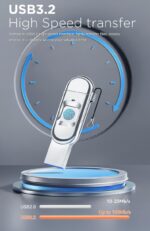 SCALEBEE USB Flash Drive Type-C USB3.2 Dual-Port Metal Fingerprint Encryption U Disk OTG Drive for Laptop, Computer, Smartphone (Silver, Type A to Type C) (64GB) - Image 3