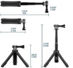 Cason -Tripod Monopod with Mini Selfie Stick & Tripod Kit for Action Camera Cason CN10,CS6, gopro Accessories, Gopro Hero 10/9/8/7/6/5, DJI Osmo Action,SJCAM and All Action Cameras (Black) - Image 4