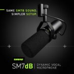 Shure SM7dB Dynamic Vocal Microphone w/Built-in Preamp for Streaming, Podcast, & Recording, Wide-Range Frequency, Warm & Smooth Sound, Rugged Construction, Detachable Windscreen - Black - Image 4