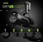 Shure SM7dB Dynamic Vocal Microphone w/Built-in Preamp for Streaming, Podcast, & Recording, Wide-Range Frequency, Warm & Smooth Sound, Rugged Construction, Detachable Windscreen - Black - Image 5