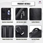 PU Leather Laptop Backpack for Men & Women | 15.6 Inch Laptop Bag |Travel Backpack with Multiple Compartments | Office & College Backpack | Black - Image 4